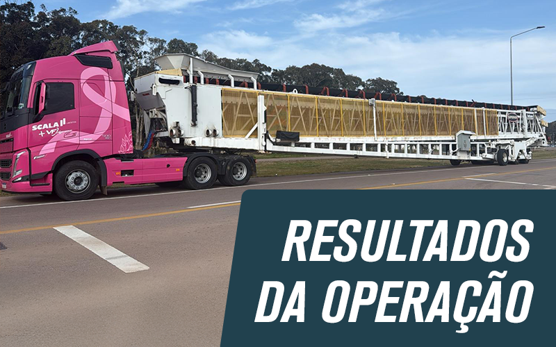 Fotografia ilustrativa do caminhão da operação logística da scala e texto "resultados da operação"